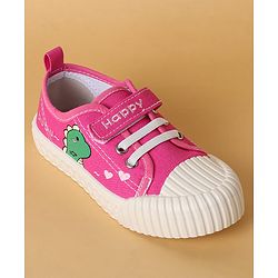 Cute Walk by Babyhug Casual Shoes with Velcro Closure & Dino Print - Fuchsia