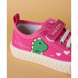 Cute Walk by Babyhug Casual Shoes with Velcro Closure & Dino Print - Fuchsia
