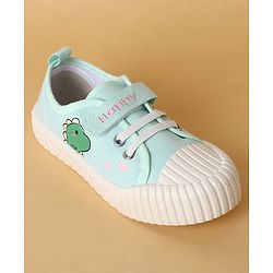 Cute Walk by Babyhug Casual Shoes with Velcro Closure & Dino Print - Light Green