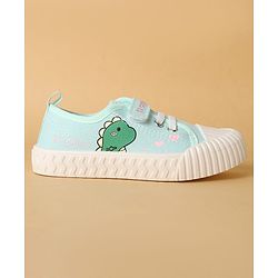 Cute Walk by Babyhug Casual Shoes with Velcro Closure & Dino Print - Light Green