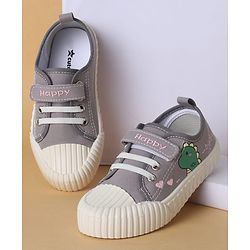 Cute Walk by Babyhug Casual Shoes with Velcro Closure & Dino Print - Light Green