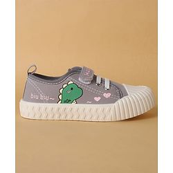 Cute Walk by Babyhug Casual Shoes with Velcro Closure & Dino Print - Light Green
