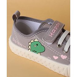 Cute Walk by Babyhug Casual Shoes with Velcro Closure & Dino Print - Light Green