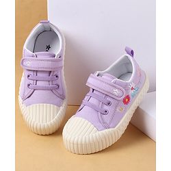 Cute Walk by Babyhug Casual Shoes with Velcro Closure & Floral Embroidery - Purple