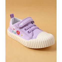 Cute Walk by Babyhug Casual Shoes with Velcro Closure & Floral Embroidery - Purple