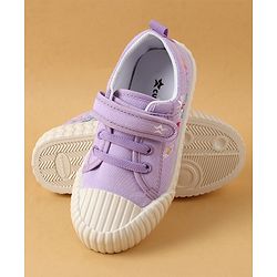 Cute Walk by Babyhug Casual Shoes with Velcro Closure & Floral Embroidery - Purple