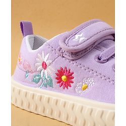 Cute Walk by Babyhug Casual Shoes with Velcro Closure & Floral Embroidery - Purple