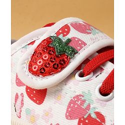 Cute Walk by Babyhug Casual Shoes with Velcro Closure & Strawberry Print - Red