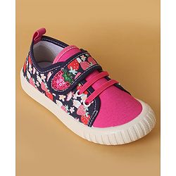 Cute Walk by Babyhug Casual Shoes with Velcro Closure & Strawberry Print - Red