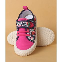 Cute Walk by Babyhug Casual Shoes with Velcro Closure & Strawberry Print - Red