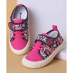 Cute Walk by Babyhug Casual Shoes with Velcro Closure & Strawberry Print - Red