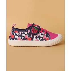 Cute Walk by Babyhug Casual Shoes with Velcro Closure & Strawberry Print - Red