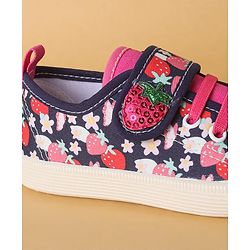 Cute Walk by Babyhug Casual Shoes with Velcro Closure & Strawberry Print - Red