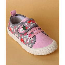 Cute Walk by Babyhug Casual Shoes with Velcro Closure & Strawberry Print - Red