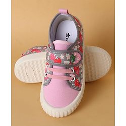 Cute Walk by Babyhug Casual Shoes with Velcro Closure & Strawberry Print - Red