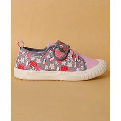Cute Walk by Babyhug Casual Shoes with Velcro Closure & Strawberry Print - Red