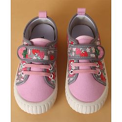 Cute Walk by Babyhug Casual Shoes with Velcro Closure & Strawberry Print - Red