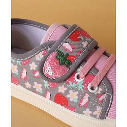 Cute Walk by Babyhug Casual Shoes with Velcro Closure & Strawberry Print - Red