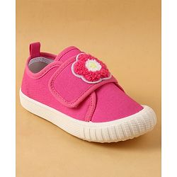 Cute Walk by Babyhug Casual Shoes with Floral Applique & Velcro Closure - Dark Pink