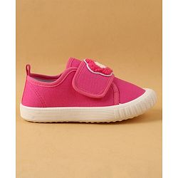 Cute Walk by Babyhug Casual Shoes with Floral Applique & Velcro Closure - Dark Pink