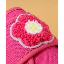 Cute Walk by Babyhug Casual Shoes with Floral Applique & Velcro Closure - Dark Pink