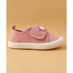 Cute Walk by Babyhug Casual Shoes with Floral Applique & Velcro Closure - Dark Pink