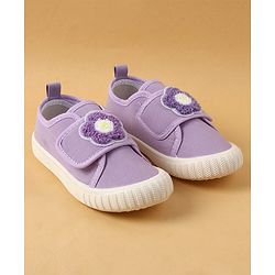 Cute Walk by Babyhug Casual Shoes with Floral Applique & Velcro Closure - Dark Pink