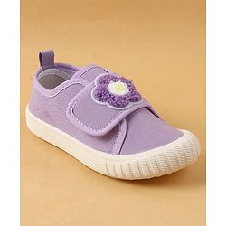 Cute Walk by Babyhug Casual Shoes with Floral Applique & Velcro Closure - Dark Pink