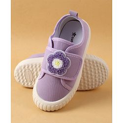 Cute Walk by Babyhug Casual Shoes with Floral Applique & Velcro Closure - Dark Pink
