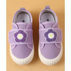 Cute Walk by Babyhug Casual Shoes with Floral Applique & Velcro Closure - Dark Pink