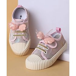 Cute Walk by Babyhug Casual Shoes with Velcro Closure Butterfly Applique- Pink