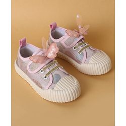 Cute Walk by Babyhug Casual Shoes with Velcro Closure Butterfly Applique- Pink
