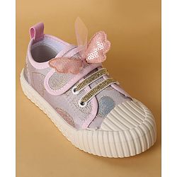 Cute Walk by Babyhug Casual Shoes with Velcro Closure Butterfly Applique- Pink