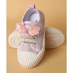 Cute Walk by Babyhug Casual Shoes with Velcro Closure Butterfly Applique- Pink