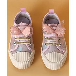 Cute Walk by Babyhug Casual Shoes with Velcro Closure Butterfly Applique- Pink