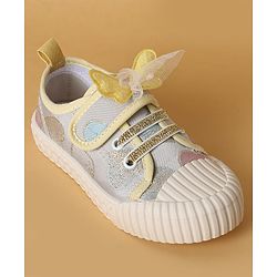 Cute Walk by Babyhug Casual Shoes with Velcro Closure Butterfly Applique- Pink