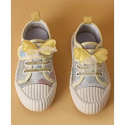 Cute Walk by Babyhug Casual Shoes with Velcro Closure Butterfly Applique- Pink