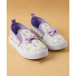 Cute Walk by Babyhug Slip On Casual Shoes with Bow Applique & Lemon Print - Purple