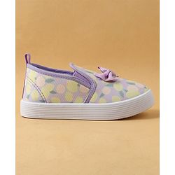 Cute Walk by Babyhug Slip On Casual Shoes with Bow Applique & Lemon Print - Purple