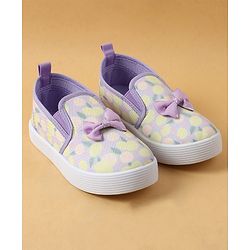 Cute Walk by Babyhug Slip On Casual Shoes with Bow Applique & Lemon Print - Purple