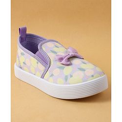 Cute Walk by Babyhug Slip On Casual Shoes with Bow Applique & Lemon Print - Purple
