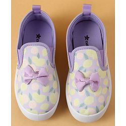 Cute Walk by Babyhug Slip On Casual Shoes with Bow Applique & Lemon Print - Purple
