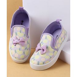 Cute Walk by Babyhug Slip On Casual Shoes with Bow Applique & Lemon Print - Purple