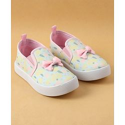 Cute Walk by Babyhug Slip On Casual Shoes with Bow Applique & Lemon Print - Pink