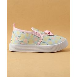 Cute Walk by Babyhug Slip On Casual Shoes with Bow Applique & Lemon Print - Pink
