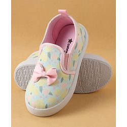 Cute Walk by Babyhug Slip On Casual Shoes with Bow Applique & Lemon Print - Pink