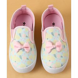 Cute Walk by Babyhug Slip On Casual Shoes with Bow Applique & Lemon Print - Pink