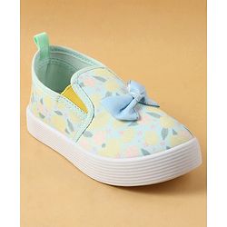 Cute Walk by Babyhug Slip On Casual Shoes with Bow Applique & Lemon Print - Pink