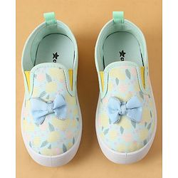 Cute Walk by Babyhug Slip On Casual Shoes with Bow Applique & Lemon Print - Purple