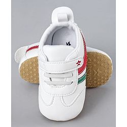 Cute Walk by Babyhug Booties with Velcro Closure & Tape Detailing - White Red & Green